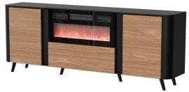 Komoda Volare 200 EF z možnostjo montaže kamina - črna mat/oreh
