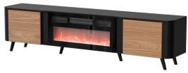 TV komoda Volare 200 EF z možnostjo montaže kamina - črna mat/oreh 