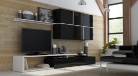 TV regal Goya - črna/črna/bela