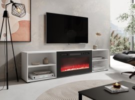 TV komoda Polo s kaminom 200 cm - bela