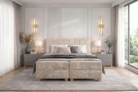Boxspring postelja Largo 160x200 cm - bež