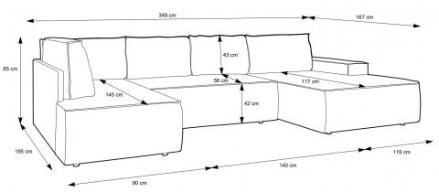 Sedežne garniture Piaski - Kotna sedežna garnitura Fiord U2 140 cm