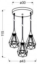 Candellux - Viseča stropna svetilka Graf 3x60W E27 Black