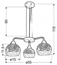 Candellux - Viseča stropna svetilka Cromina 3x60W