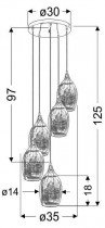 Candellux - Viseča stropna svetilka Marina 5x60W - Črna + zlata, Baker