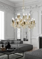 Candellux - Viseča stropna svetilka Maria Teresa 15x40W E14 Gold