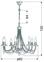 Candellux - Viseča stropna svetilka Muza 8x40W E14 Patina