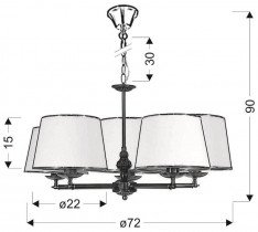 Candellux - Viseča stropna svetilka Grand 5x40W E14 Patina