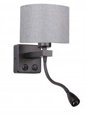 Stenska svetilka Polo 1x40W E27 + 2W LED - črna/siva