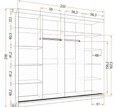 Idžczak meble - Garderobna omara z drsnimi vrati Multi 35 233 cm