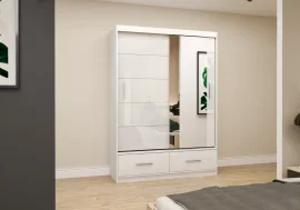 Garderobna omara z drsnimi vrati Florence 150 cm - beli sijaj