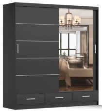 Garderobna omara z drsnimi vrati Florence 203 cm - črna