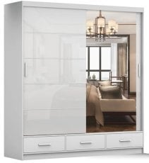 Garderobna omara z drsnimi vrati Florence 203 cm - bela sijaj