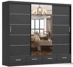 Garderobna omara z drsnimi vrati Florence 250 cm - črna