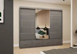 Garderobna omara Florence 250 cm - siv sijaj