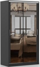 Garderobna omara z drsnimi vrati Tokyo M - 120 cm - črna