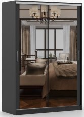 Garderobna omara z drsnimi vrati Tokyo M - 150 cm - črna