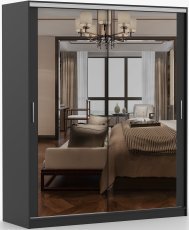 Garderobna omara z drsnimi vrati Tokyo M - 180 cm - črna