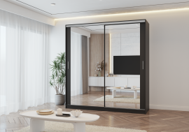 Garderobna omara z drsnimi vrati Tokyo M - 203 cm - črna