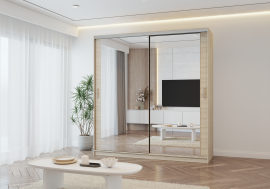Garderobna omara z drsnimi vrati Tokyo M - 203 cm - sonoma hrast