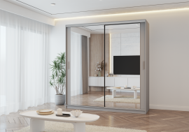 Garderobna omara z drsnimi vrati Tokyo M - 203 cm - siva