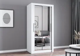 Garderobna omara z drsnimi vrati Milan - 100 cm - bela
