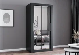 Garderobna omara z drsnimi vrati Milan - 100 cm - črna