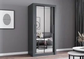 Garderobna omara z drsnimi vrati Milan - 100 cm - siva
