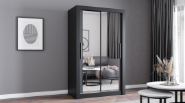 Garderobna omara z drsnimi vrati Milan - 120 cm - črna