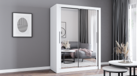 Garderobna omara z drsnimi vrati Milan - 150 cm - bela