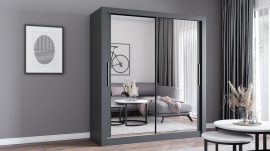Garderobna omara z drsnimi vrati Milan - 180 cm - siva