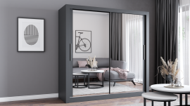 Garderobna omara z drsnimi vrati Milan - 203 cm - siva