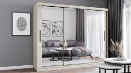Garderobna omara z drsnimi vrati Milan - 250 cm - sonoma hrast
