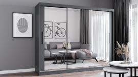 Garderobna omara z drsnimi vrati Milan - 250 cm - siva