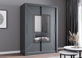 Garderobna omara z drsnimi vrati Venice - 150 cm - siva