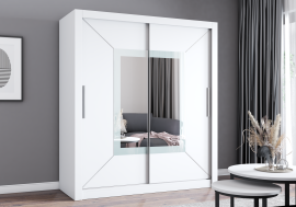 Garderobna omara z drsnimi vrati Venice - 180 cm - bela