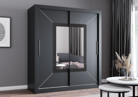 Garderobna omara z drsnimi vrati Venice - 180 cm - črna