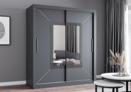 Garderobna omara z drsnimi vrati Venice - 180 cm - siva