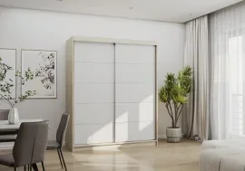 Garderobna omara z drsnimi vrati Bono 06 - 160 cm - sonoma hrast/bela