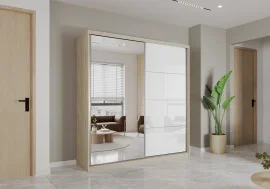 Garderobna omara z drsnimi vrati Pola 35 203 - sonoma hrast/bela sijaj