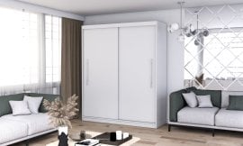 Garderobna omara z drsnimi vrati Torino -  203 cm - bela