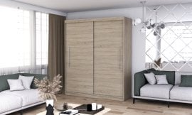 Garderobna omara z drsnimi vrati Torino - 203 cm - sonoma hrast