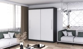 Garderobna omara z drsnimi vrati Torino - 203 cm - črna/bela