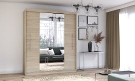 Garderobna omara z drsnimi vrati Torino z ogledalom - 203 cm - sonoma hrast