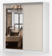 Garderobna omara z drsnimi vrati Kingston - 203 cm - bela