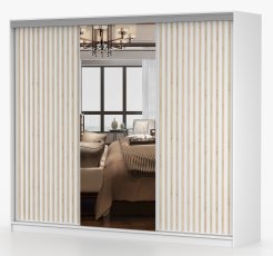Garderobna omara z drsnimi vrati Kingston - 250 cm - bela
