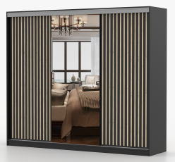 Garderobna omara z drsnimi vrati Kingston - 250 cm - siva mat