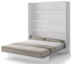 Bed Concept - Komplet postelja v omari, zeleno vzglavje, zelen trosed, Led, vzmetnica Bed Concept BC-13 - 180x200 cm - bela