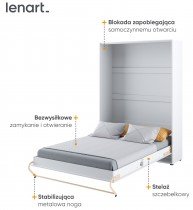 Postelja v omari Lenart - Concept Pro 01 - 140x200 cm - bela sijaj 