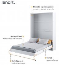 Bed Concept - Postelja v omari Lenart - Concept Pro 01 - 140x200 cm - bela sijaj 